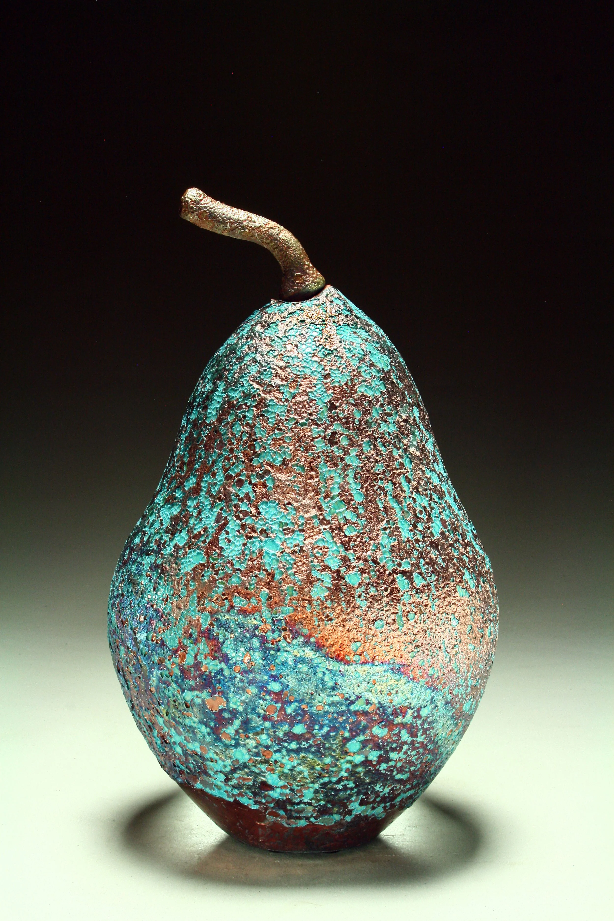 Copper and Blue Pear, view 2 stem reversed.jpg