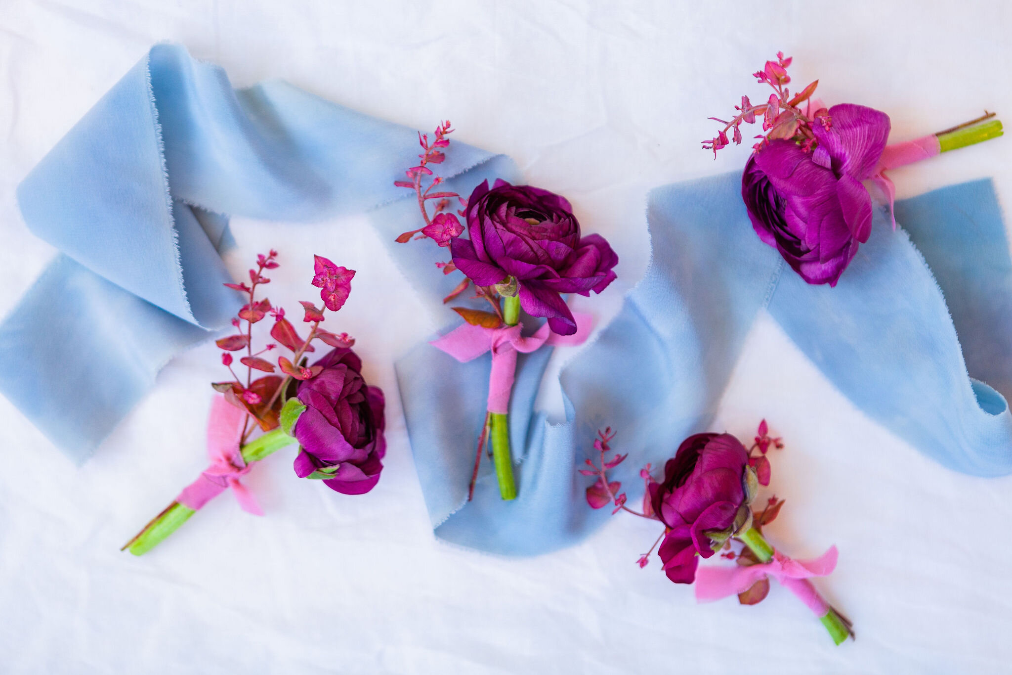 Spring Wedding Buttonholes: Ranunculus