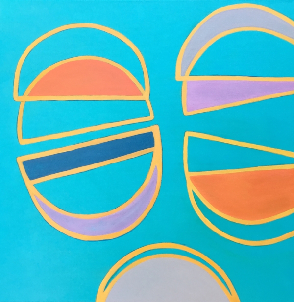 Moon Phases 2 , acrylic and spray paint on canvas, 24" x 24", 2016 (NFS)