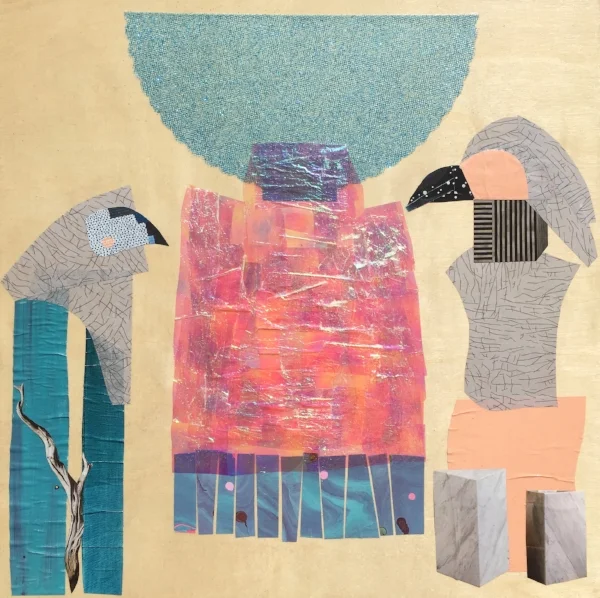 Ra & Thoth , mixed media on wood panel with gloss finish, 16" x 16", 2018