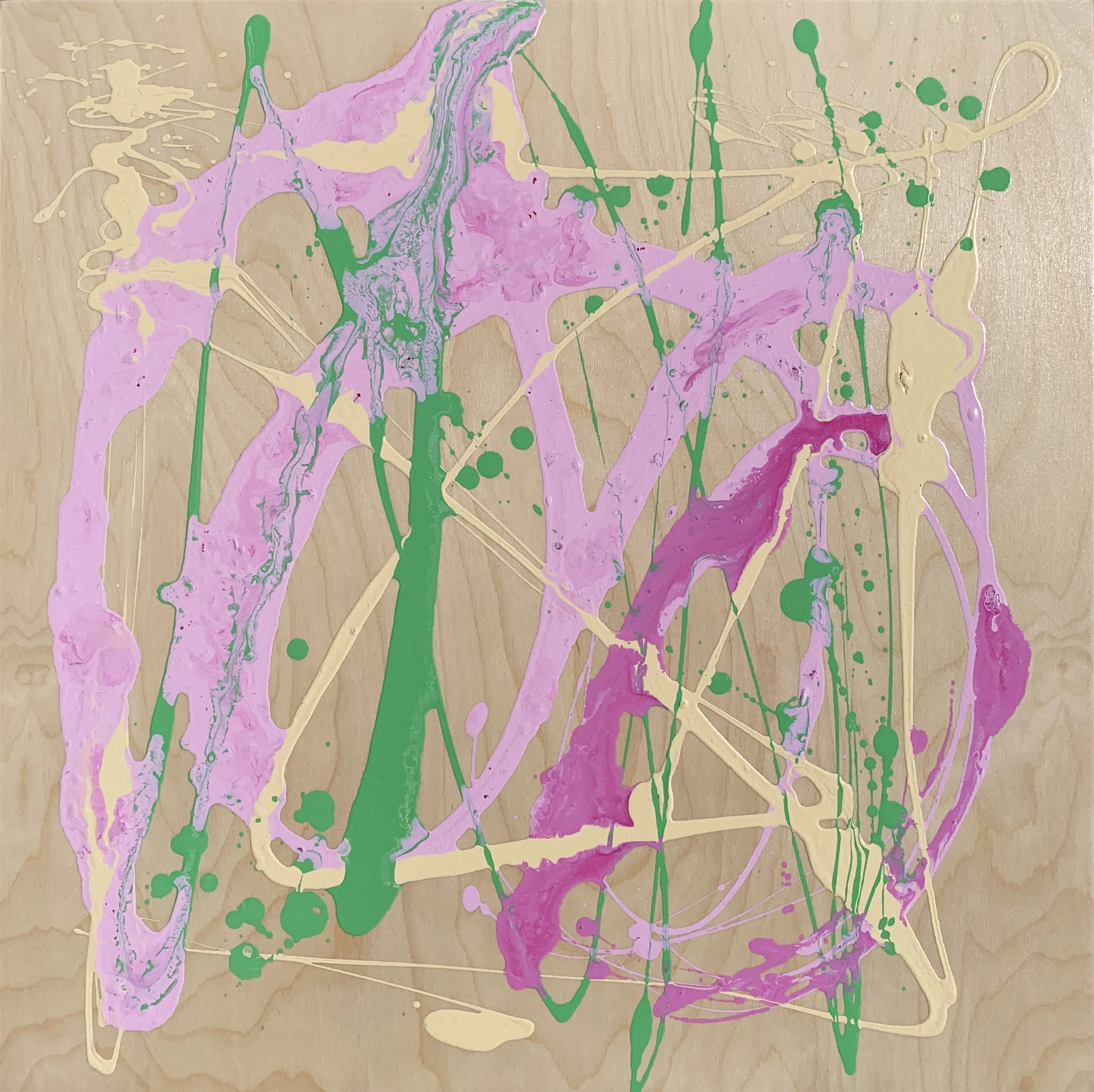Wood, acrylic on wood panel, 24” x 24”, 2019