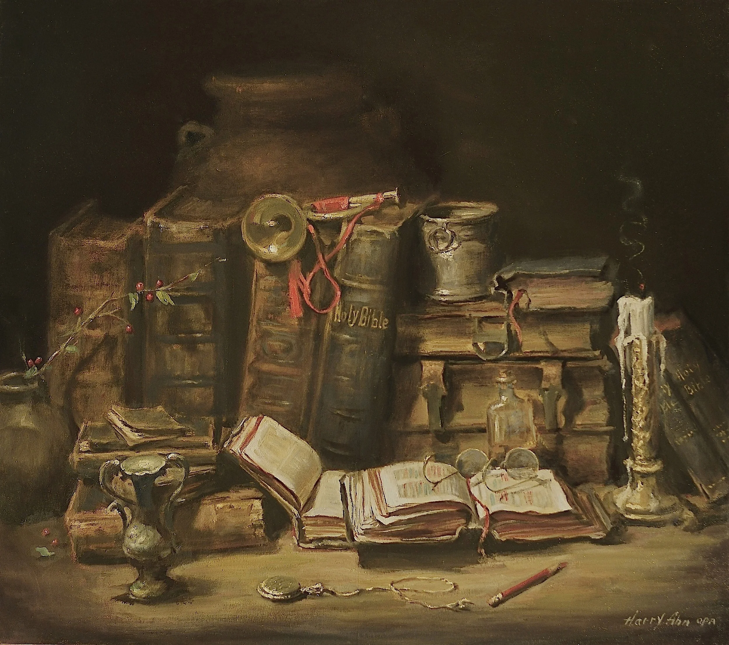 Harry Ahn, OPA Still Life with Bible 30 x 36 inches, $12,000