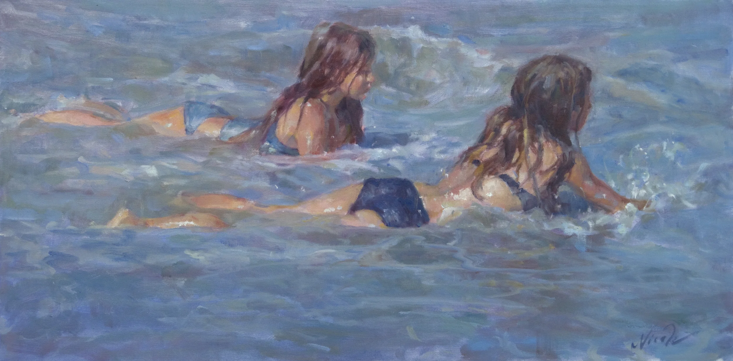 Nicole Kennedy Surfin' Sisters 15 x 30 inches, $2,000