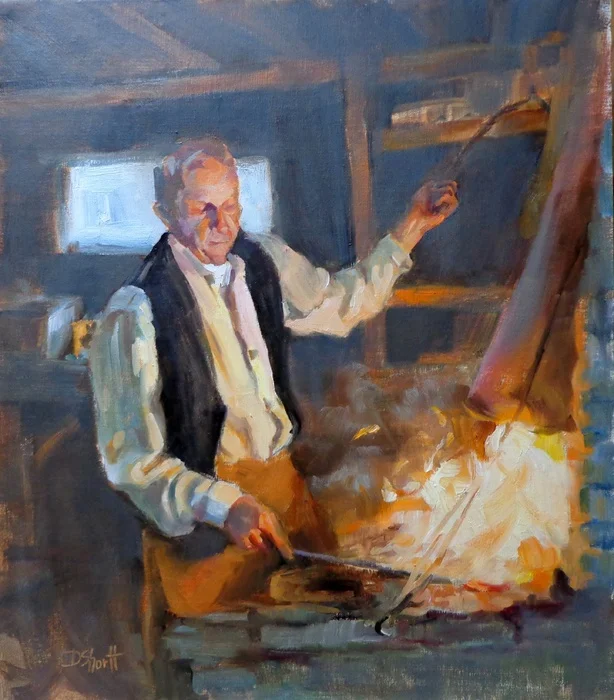 Donna Shortt Blacksmith of the Valley 16 x 14 inches, SOLD