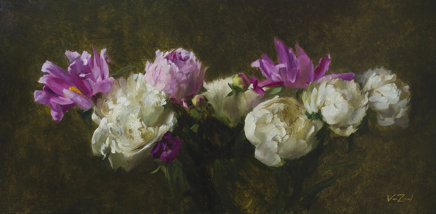 Michael Van Zeyl Garden Peonies 12 x 24 inches, $3,200