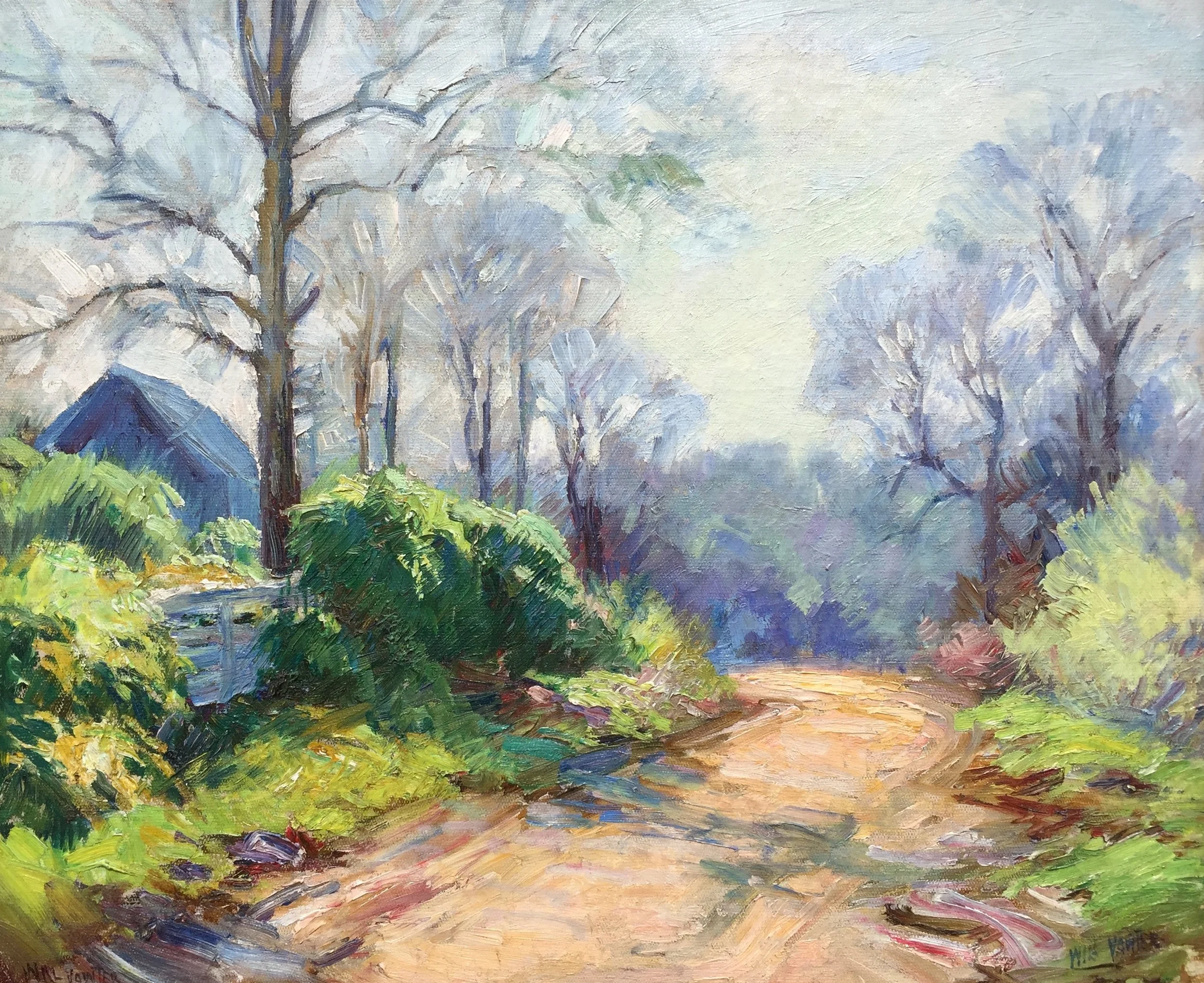   Will Vawter   (American 1871-1941)   The Coming of Spring   Oil on canvas, 20 x 24 inches  Signed lower right and lower left   SOLD  