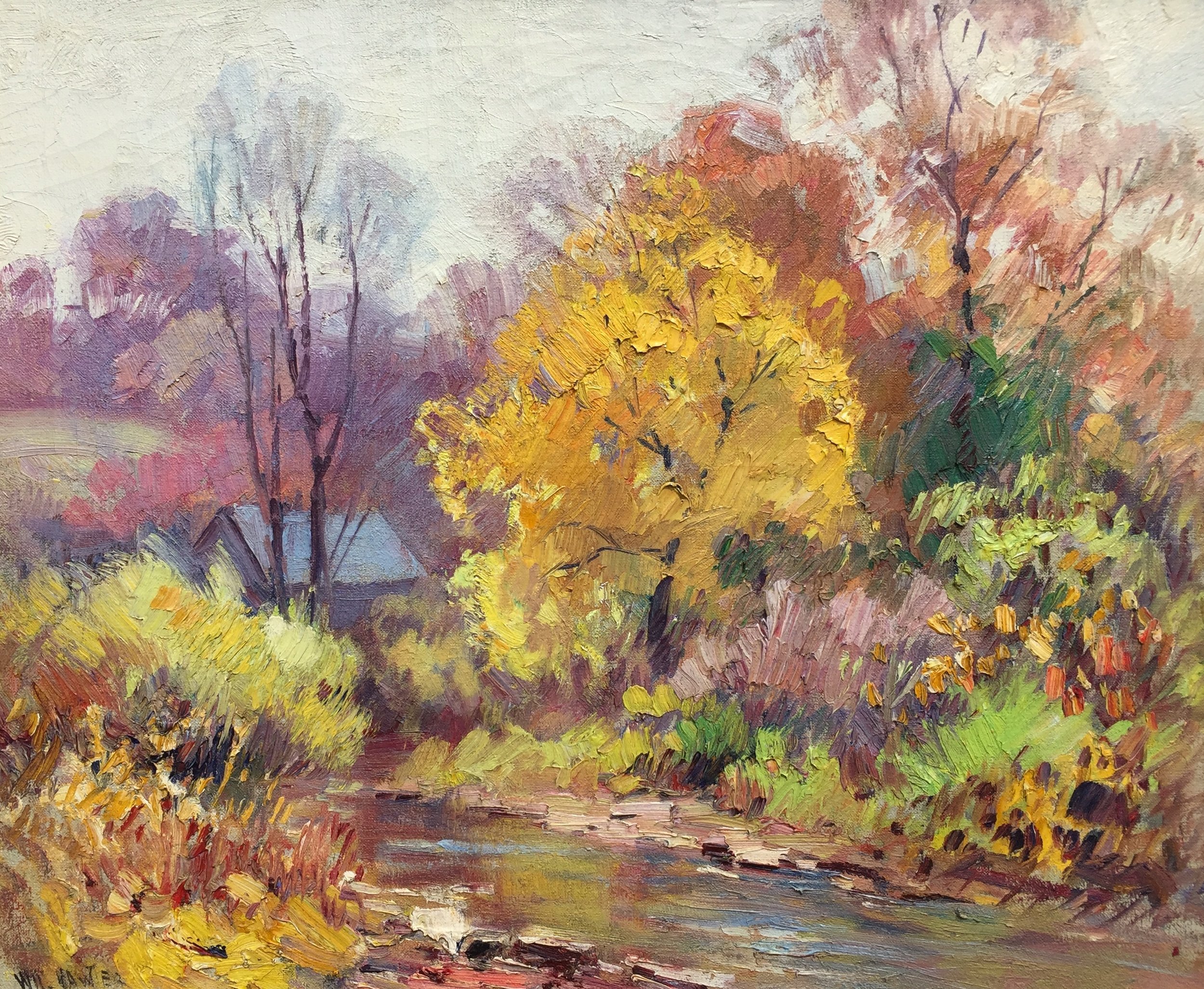   Will Vawter   (American 1871-1941)   The Creek in Autumn   Oil on canvas 20 x 24 inches  Signed lower left   SOLD  