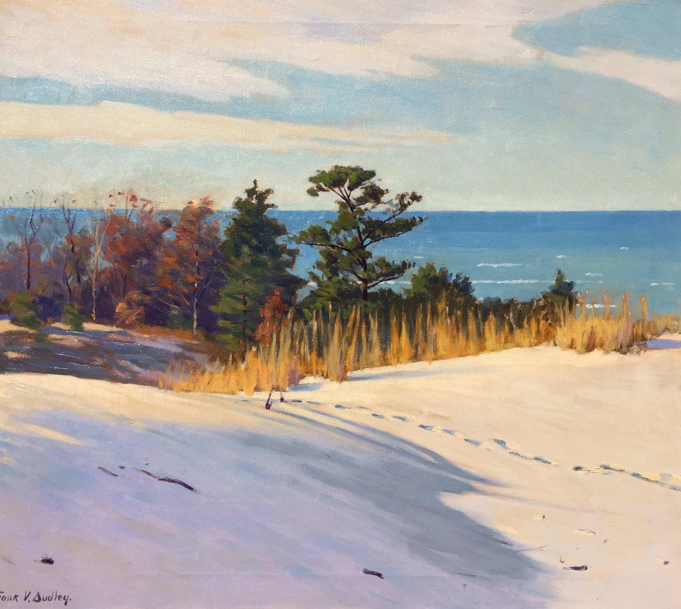   Frank V. Dudley   (American 1868-1957)   A Rare October Day,  ca. 1949  Oil on canvas, 27 x 30 inches  Signed lower left   SOLD  