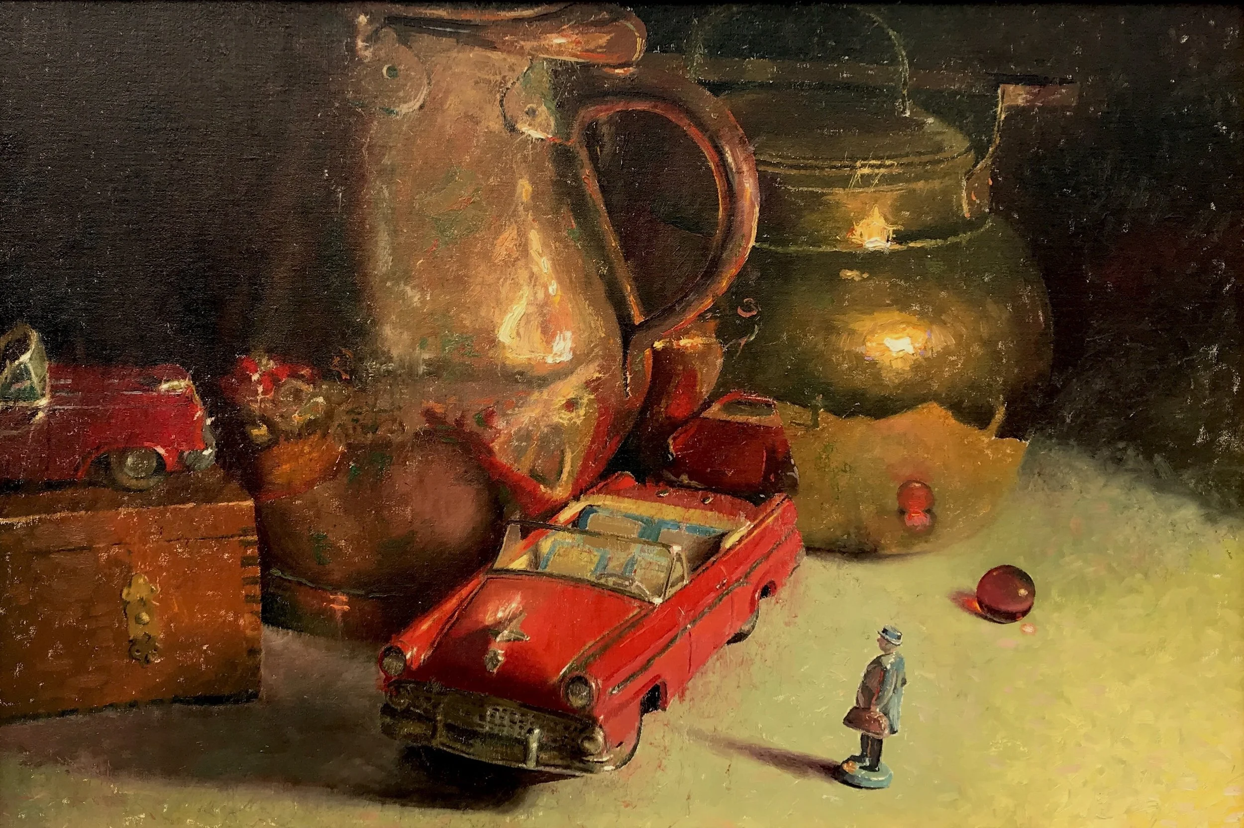   C. W. Mundy   (American, b. 1945)   Off to Work   Oil on linen, 24 x 36 inches  Signed and dated lower left 
