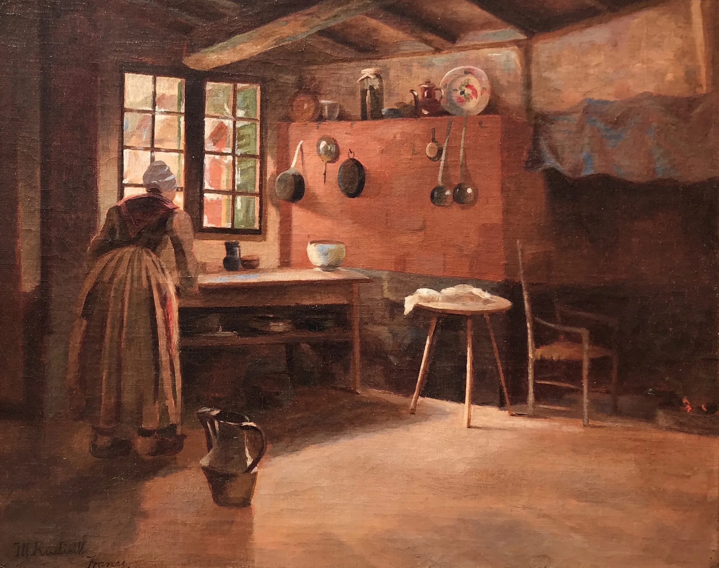 Margaret Rudisill (American 1843-1933) French Interior, ca. 1890 Oil on canvas, 14 x 17 inches Signed and inscribed “France” lower left