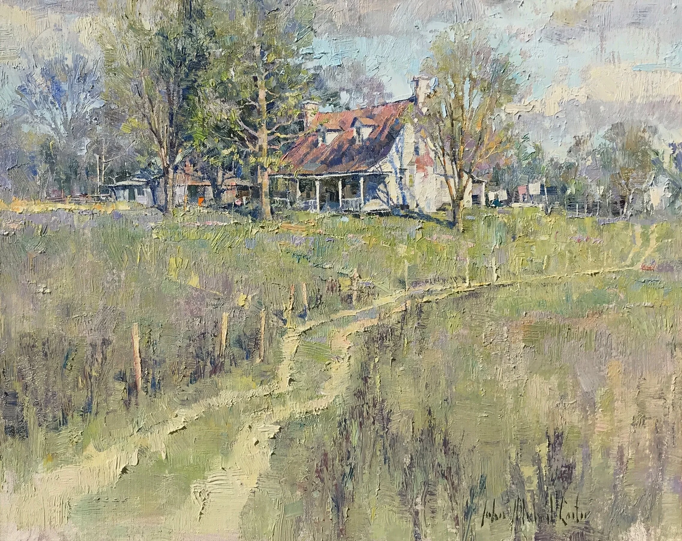   John Michael Carter   (American, b. 1950)   Rural Spring   Oil on linen, 16 x 20 inches  $3,500 