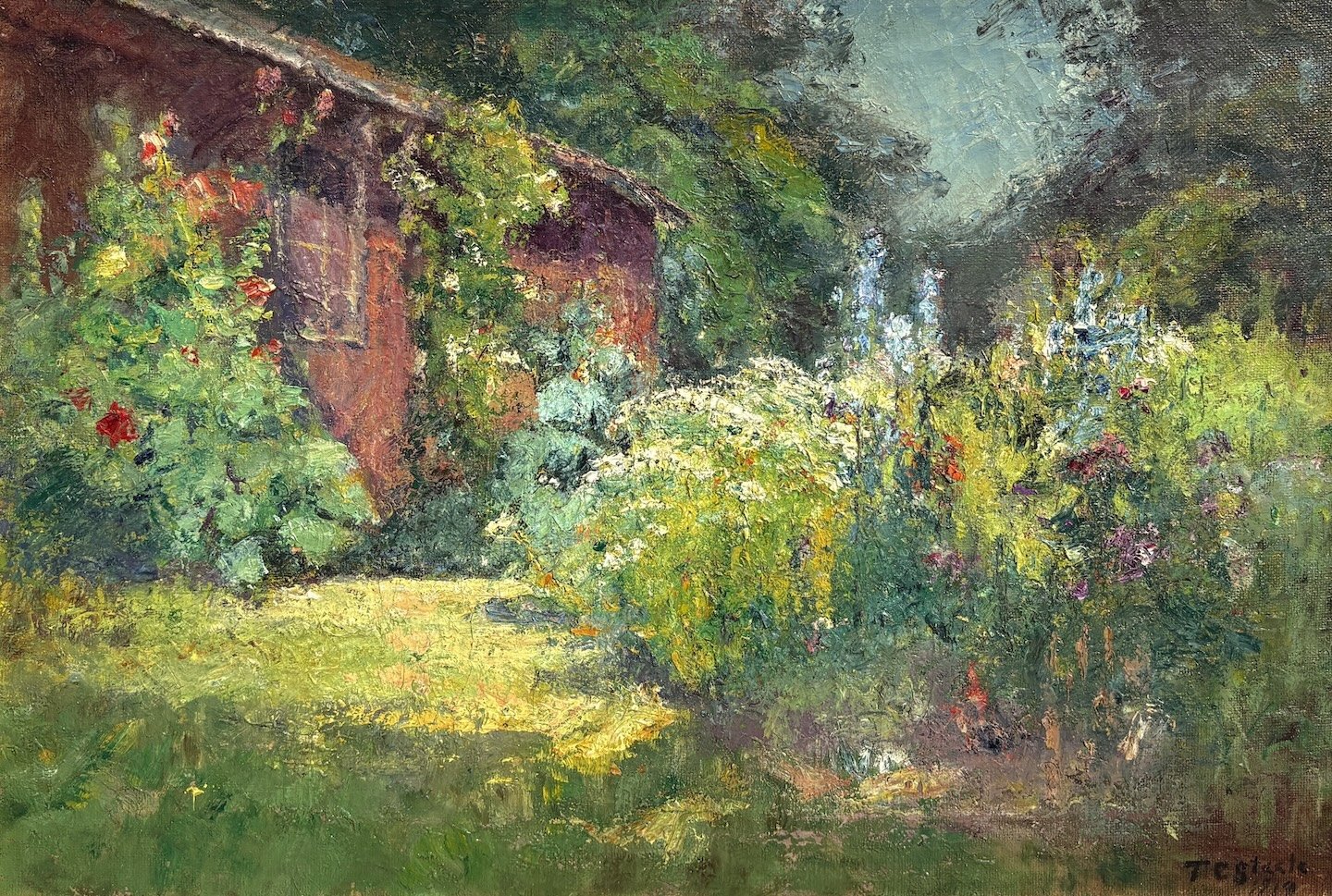 T. C. Steele (American 1847-1926) Selma’s Garden, 1919 Oil on canvas, 22 × 32 inches Signed and dated lower right