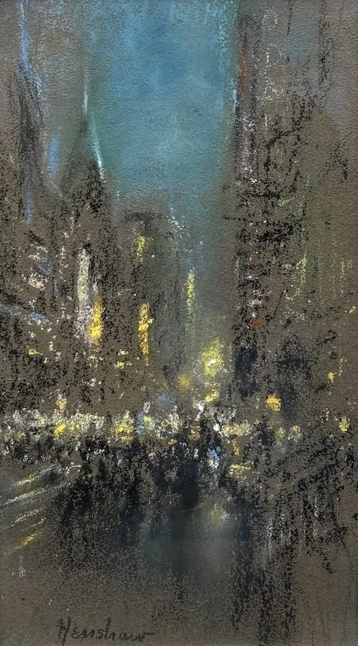 Glen Cooper Henshaw (American 1880-1946) New York Nocturne Pastel, 11 × 6 inches Signed lower left