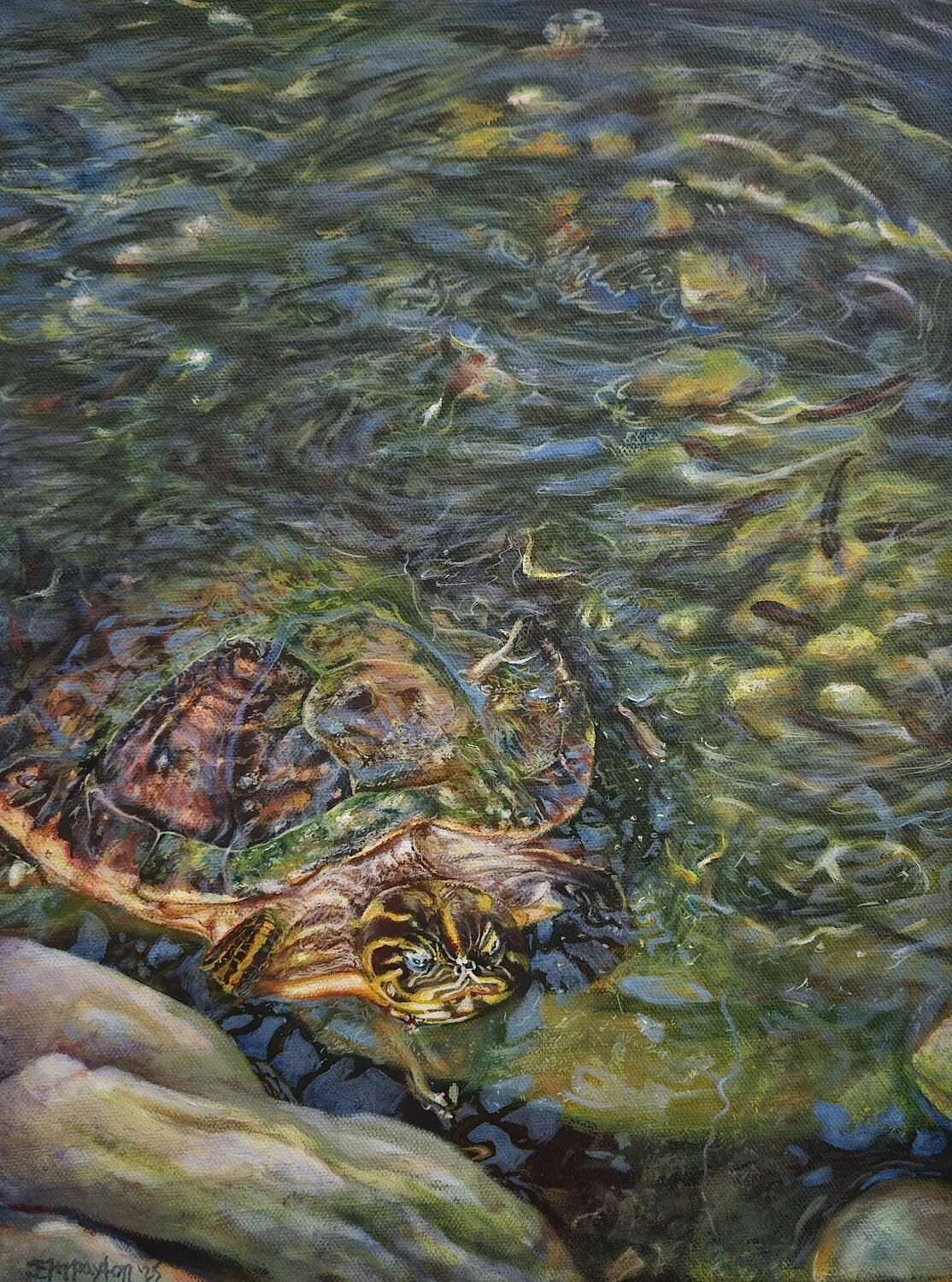 Elsa Payton A Chat By the Pond, 2025 Acrylic, 16 × 12 inches $600