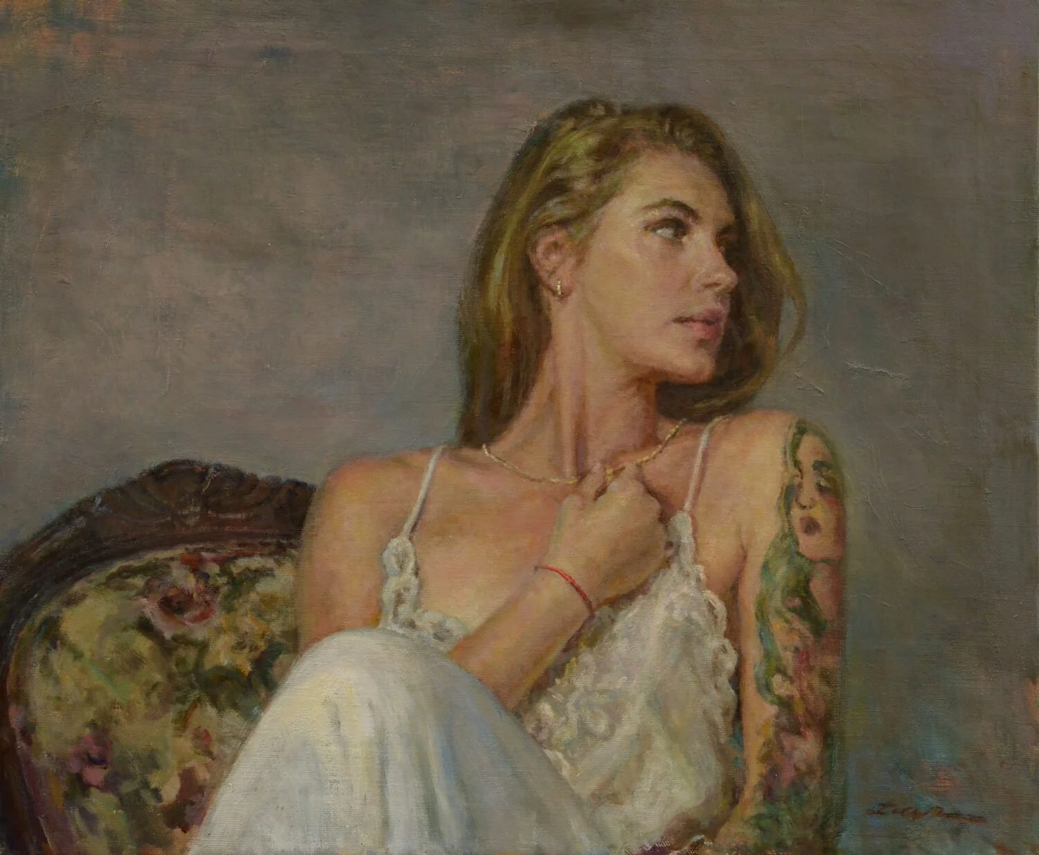 Cheng Lian The Girl with Tattoo II, 2025 Oil, 20 × 20 inches $8,000