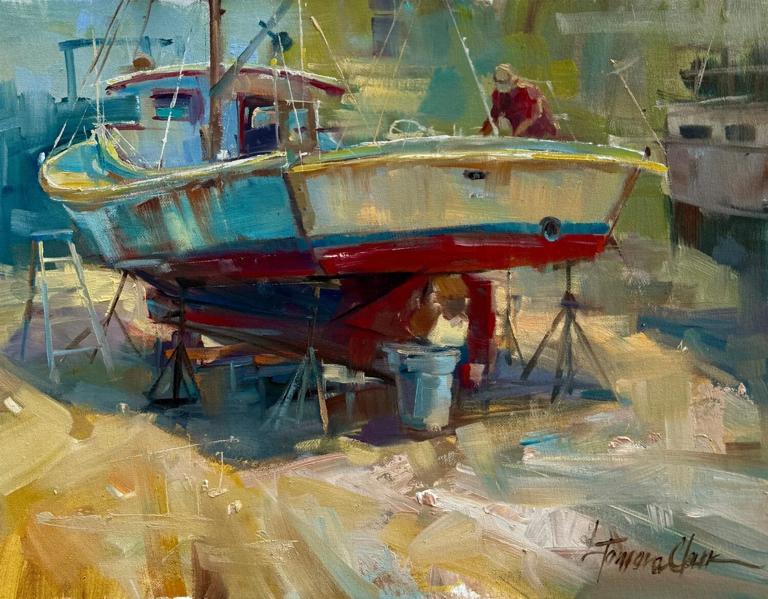 Lyudmila Tomova Clark Crafting the Journey, 2025 Oil, 14 × 18 inches $1,500