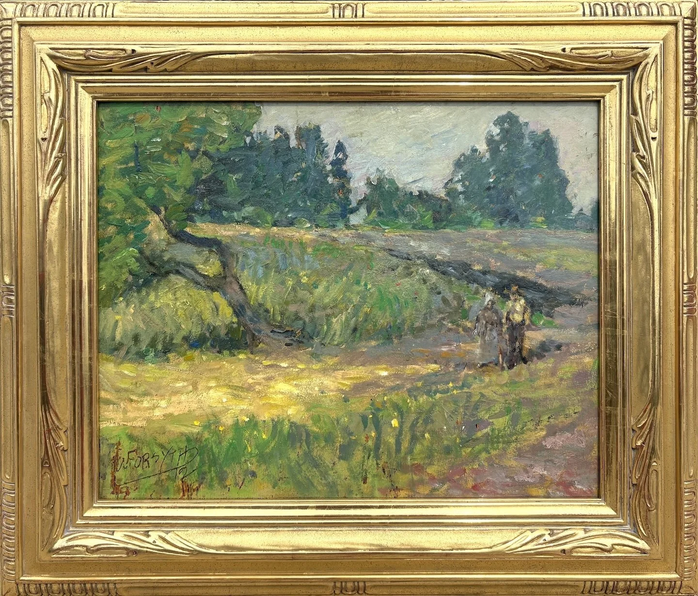 William Forsyth (American 1854-1935) Afternoon Walk, 1912 Oil on board, 16 × 20 inches Signed and dated lower left