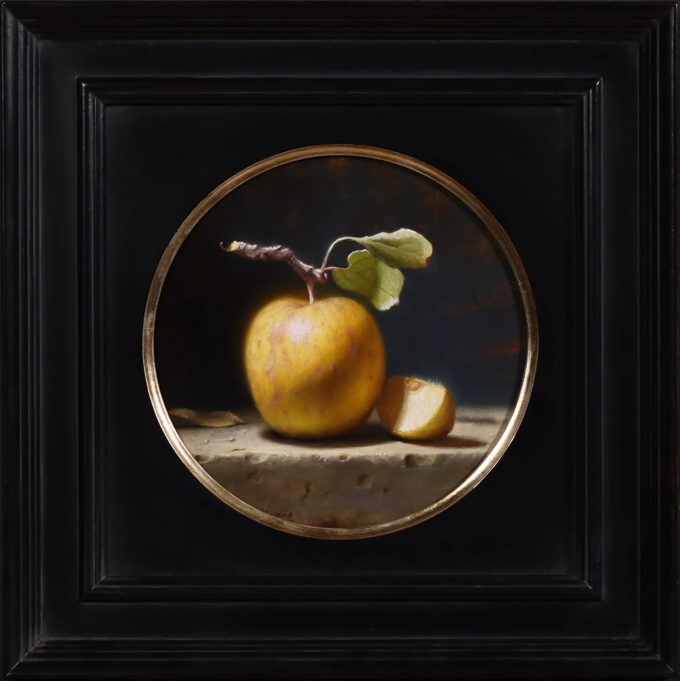   Chris Thomas   (American, b. 1970)   Golden Delicious,  2025  Oil on board, 8 × 8 inches  Signed lower left  $1,800 