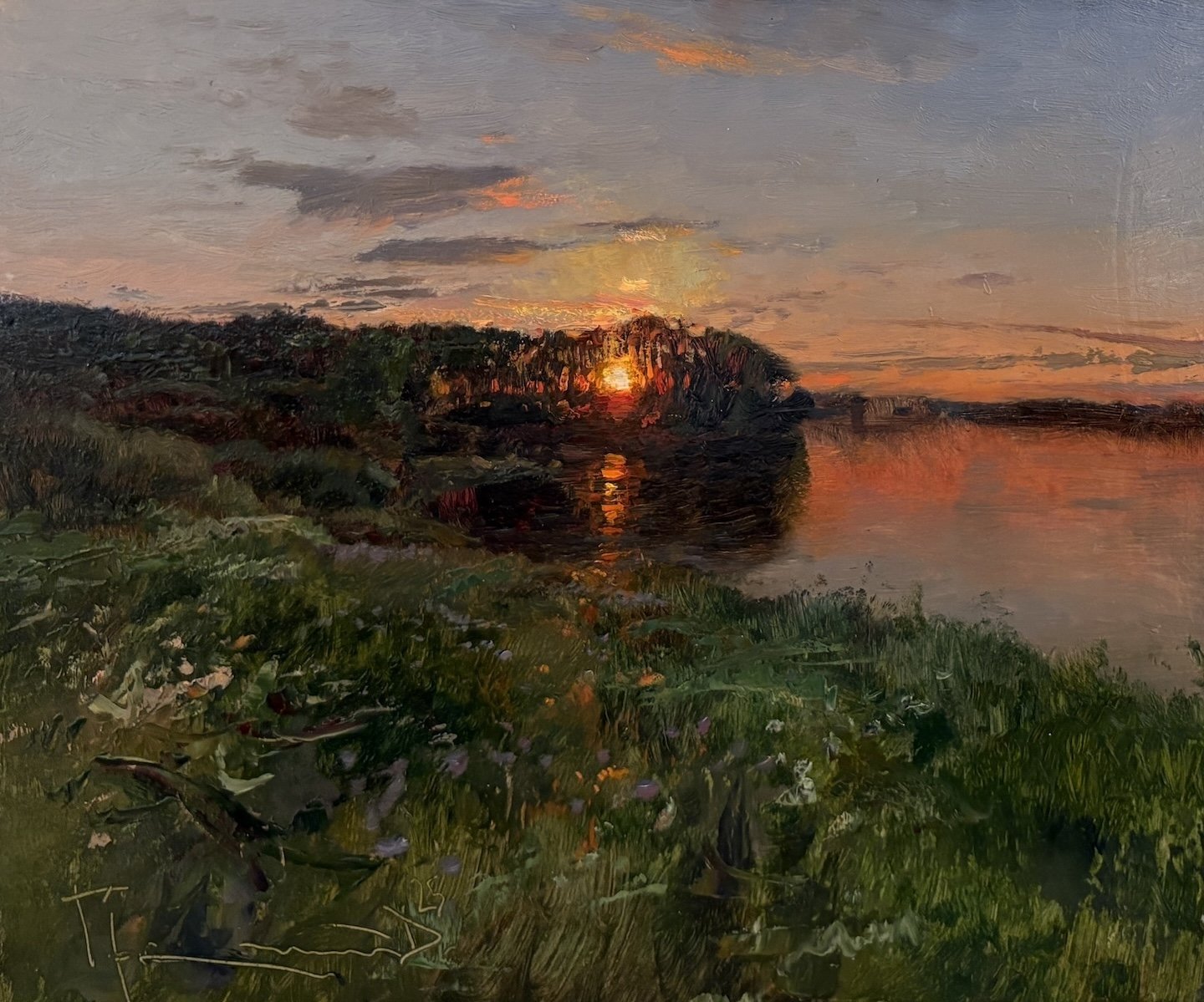   Denys Gorodnychyi   (Ukrainian, b. 1984)   August,  2025  Oil on board, 9 × 10 ¾ inches  Signed and dated lower left 