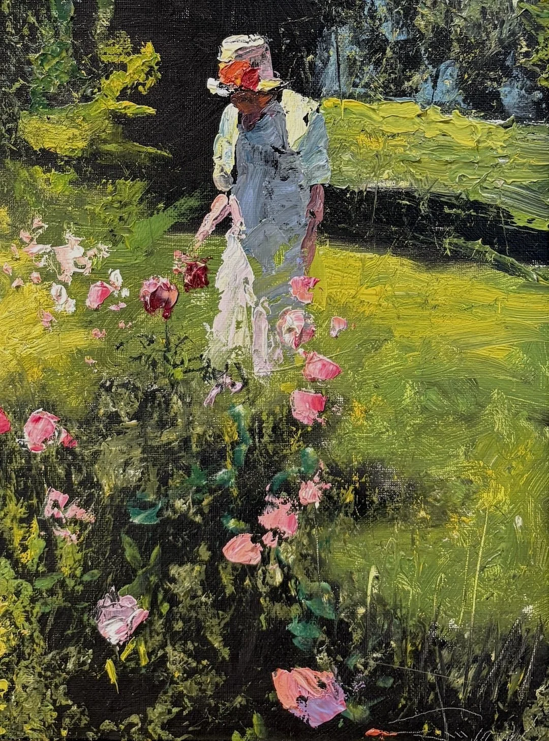   C. W. Mundy   (American, b. 1945)   Selma’s Spring Garden,  2025  Oil on linen, 12 × 9 inches  Signed lower right  $4,500   