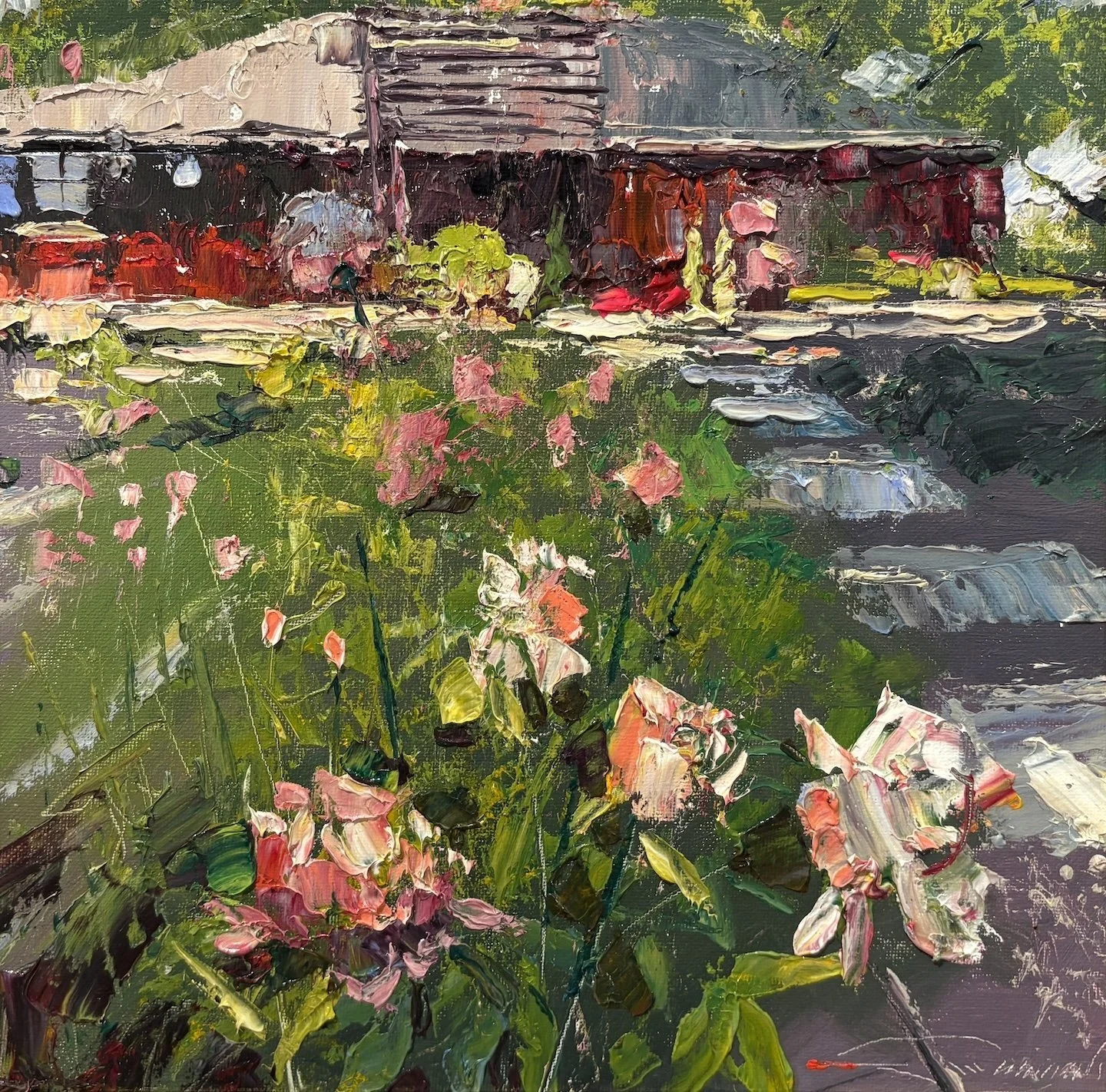   C. W. Mundy   (American, b. 1945)   House of the Singing Winds, Spring,  2025  Oil on linen, 12 × 12 inches  Signed lower right  $4,500 