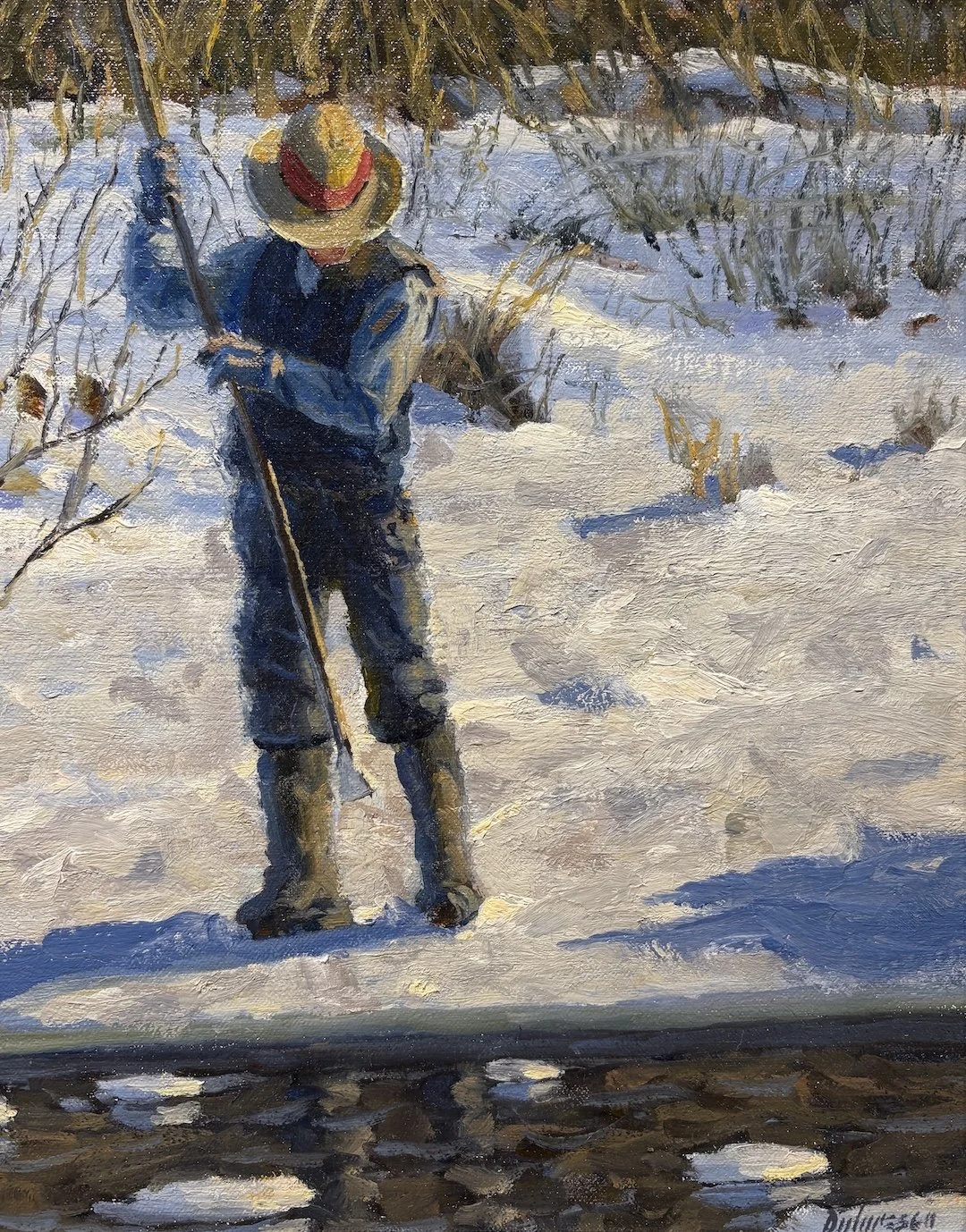   Fred Doloresco   (American, b. 1948)   Cutting Ice   Oil on canvas on panel, 14 × 11 inches  Signed lower right  $1,400 