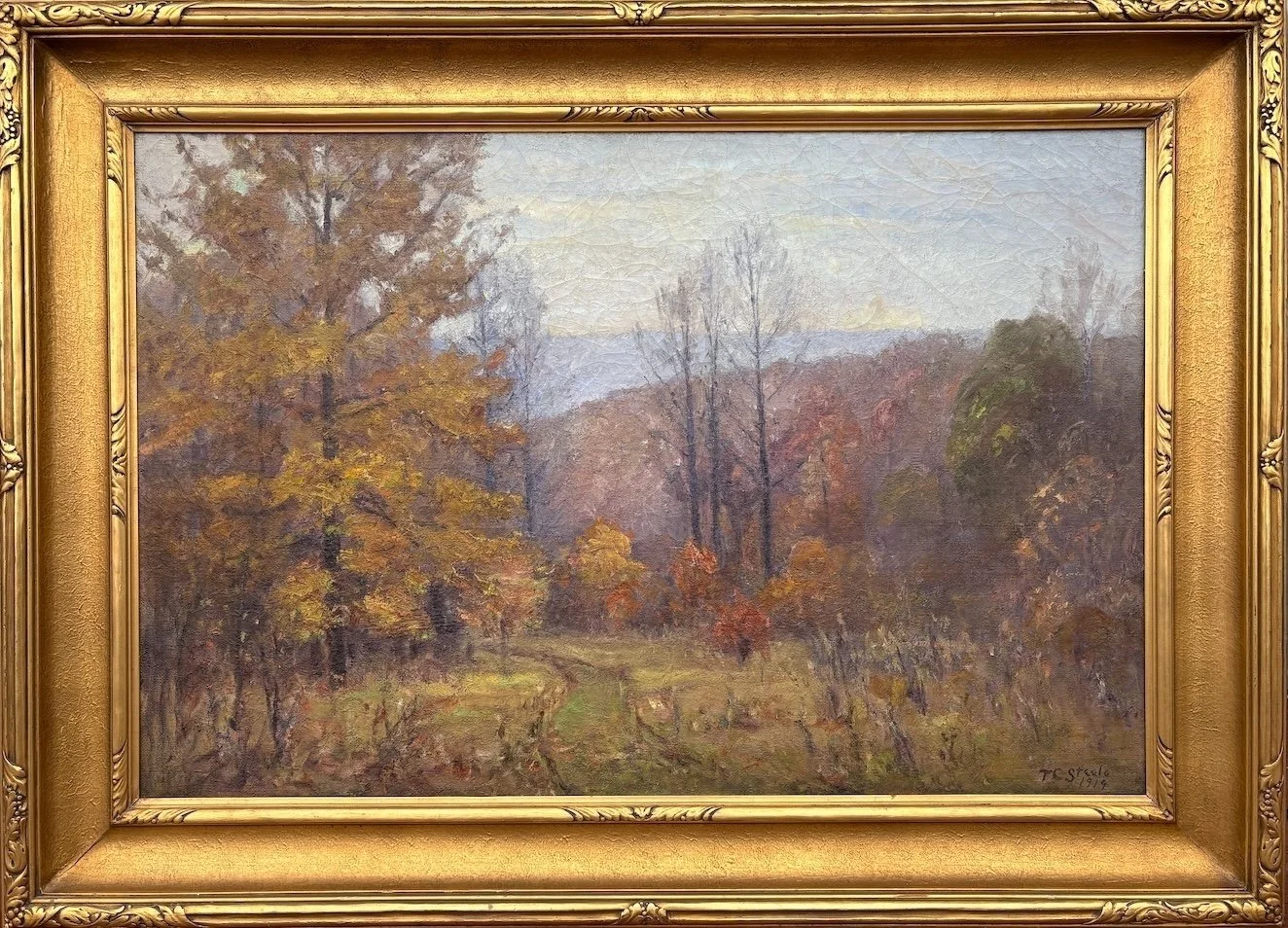   T. C. Steele   (American 1847-1926)   Autumn Hills,  1919  Oil on canvas, 30 × 45 inches  Signed and dated lower right 