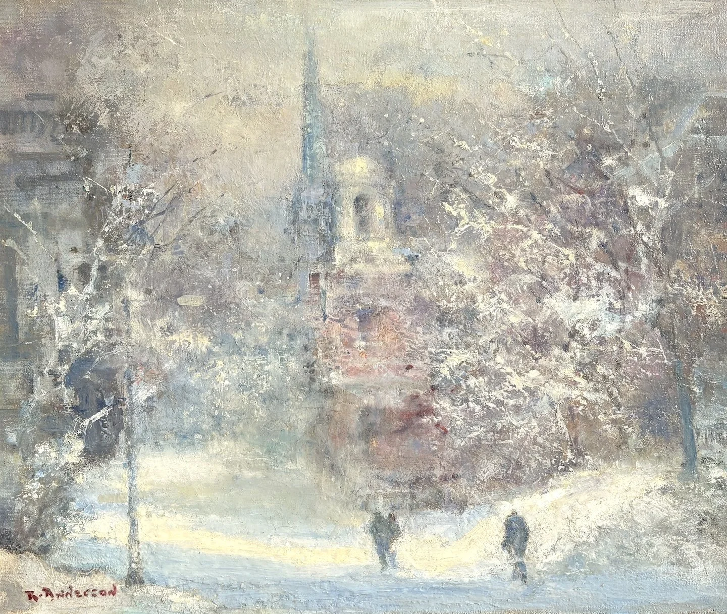   Ruth Anderson   (American 1914-2002)   Deep Winter   Oil on canvas, 20 × 24 inches  Signed lower left 