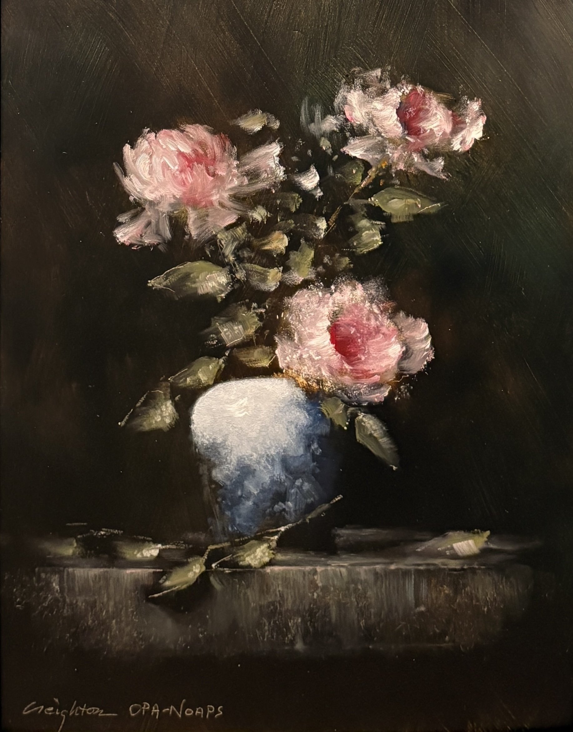   Steve Creighton   (American, b. 1942)   Royal Whites,  2025  Oil on board, 14 × 11 inches  Signed lower left  $1,200 