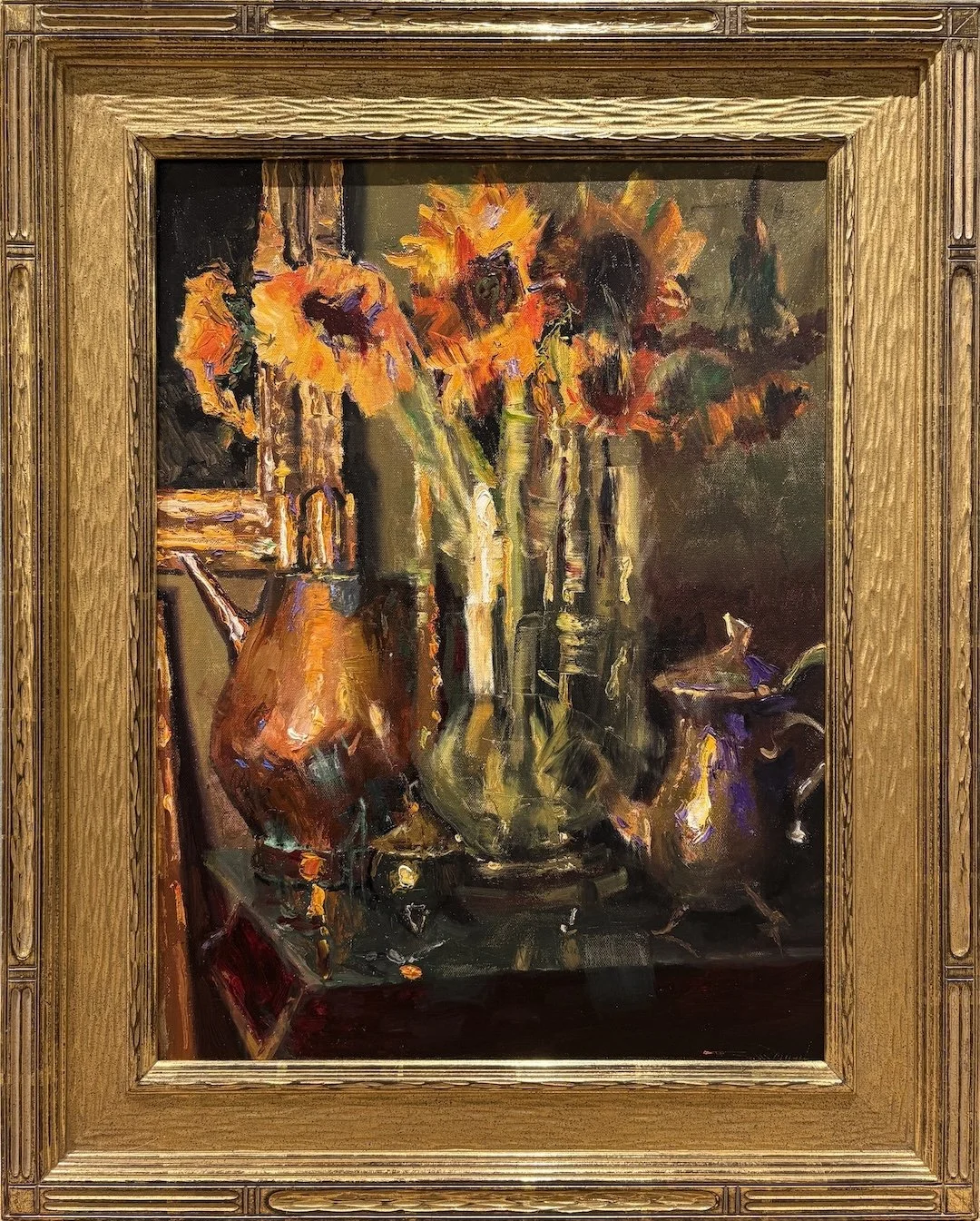   C. W. Mundy   (American, b. 1945)   Sunflowers in the Studio   Oil on canvas, 24 × 18 inches  Signed lower right  $7,500 