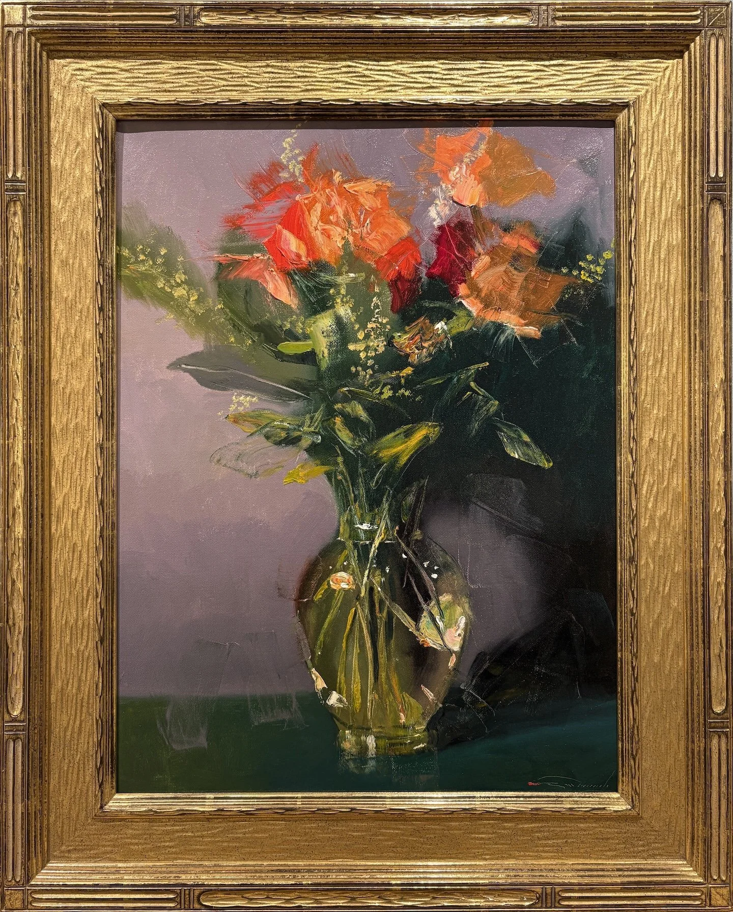   C. W. Mundy   (American, b. 1945)   Floral Still Life   Oil on canvas, 24 × 18 inches  Signed lower right   $7,500 