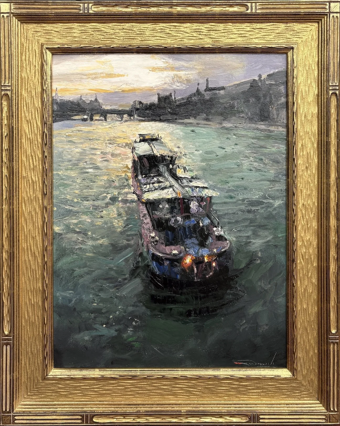   C. W. Mundy   (American, b. 1945)   Paris, Sunset le Seine,  2025  Oil on linen, 24 × 18 inches  Signed lower right  $7,500 