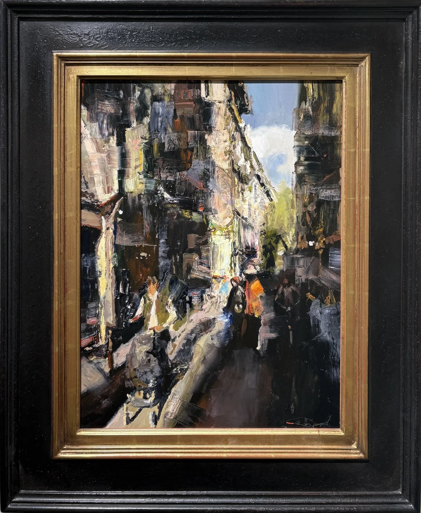   C. W. Mundy   (American, b. 1945)   Paris, Rue Saint-André-des-Arts,  2025  Oil on linen, 24 × 18 inches  Signed lower right  $7,500 