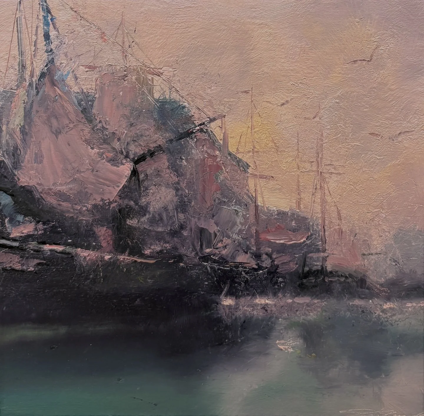   C. W. Mundy   (American, b. 1945)   The Old Harbor   Oil on linen, 12 × 12 inches  Signed lower right  $4,500 