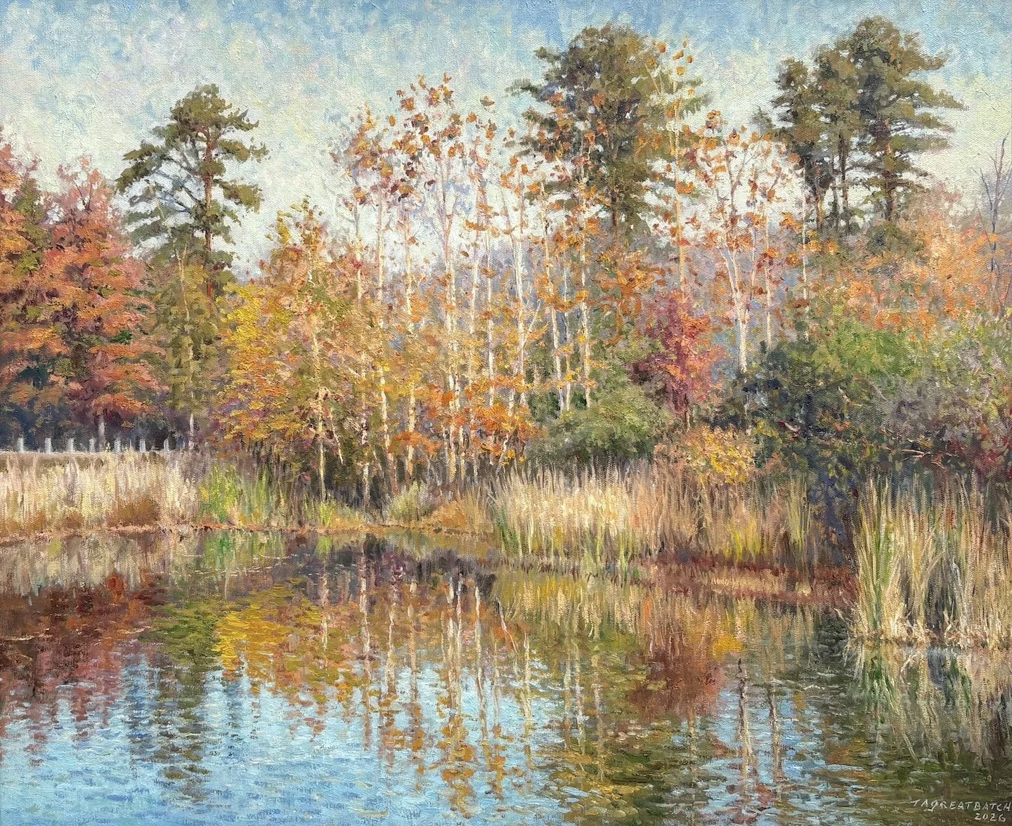   Tim Greatbatch   (American, b. 1953)   Cove at Yellowwood Lake,  2026  Oil on canvas 20 × 24 inches  Signed and dated lower right  $3,700 