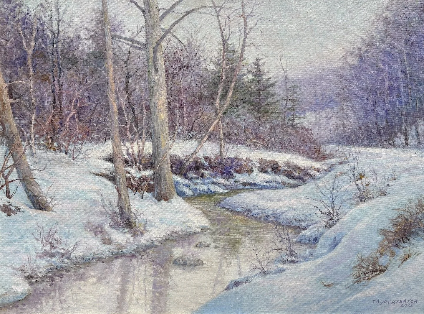   Tim Greatbatch   (American, b. 1953)   Quiet Winter,  2026  Oil on canvas, 18 × 24 inches  Signed and dated lower right  $3,400 