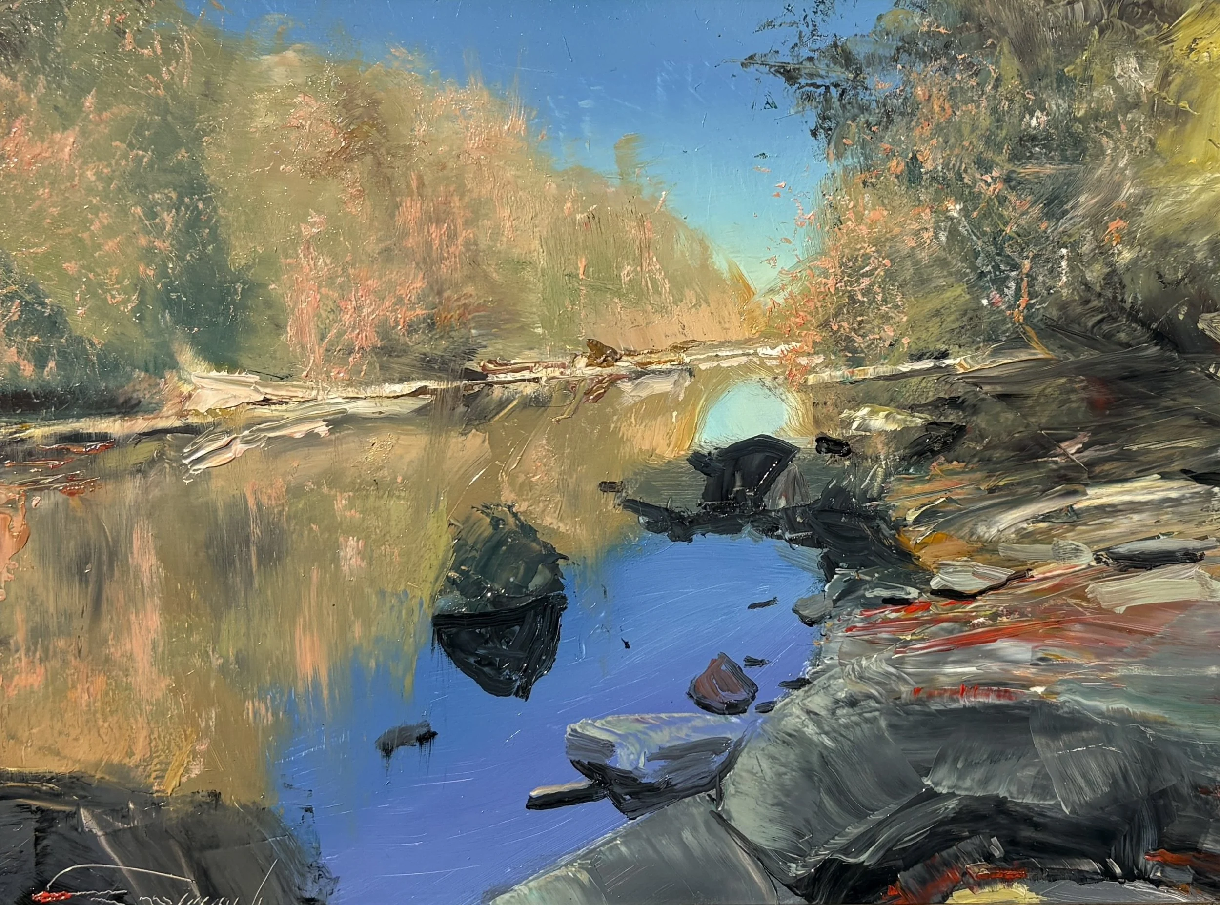   C. W. Mundy   (American, b. 1945)   Williams Creek   Oil on linen, 9 × 12 inches  Signed lower left  $4,500 