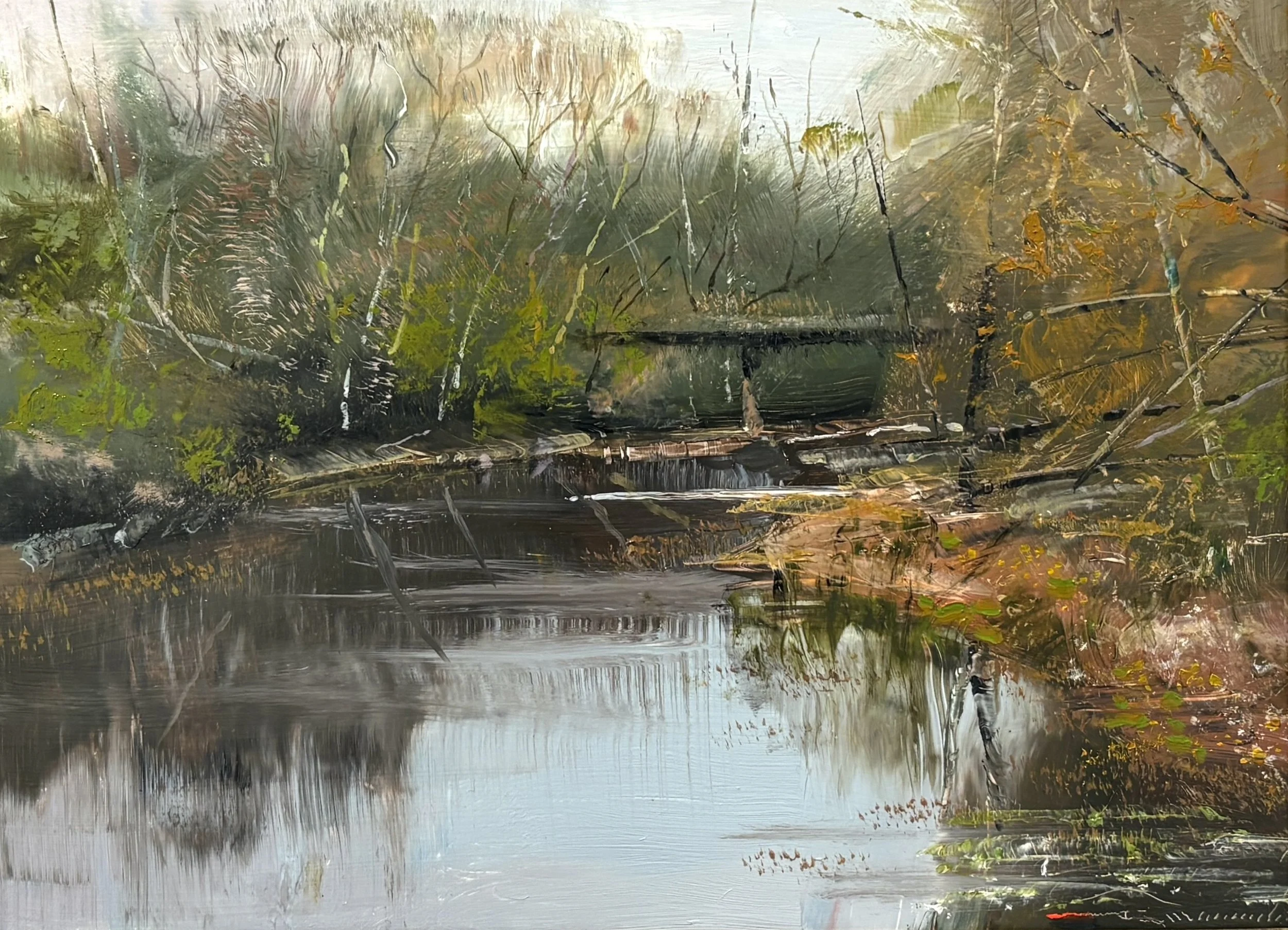   C. W. Mundy   (American, b. 1945)   White River   Oil on linen, 9 × 12 inches  Signed lower right  $4,500 
