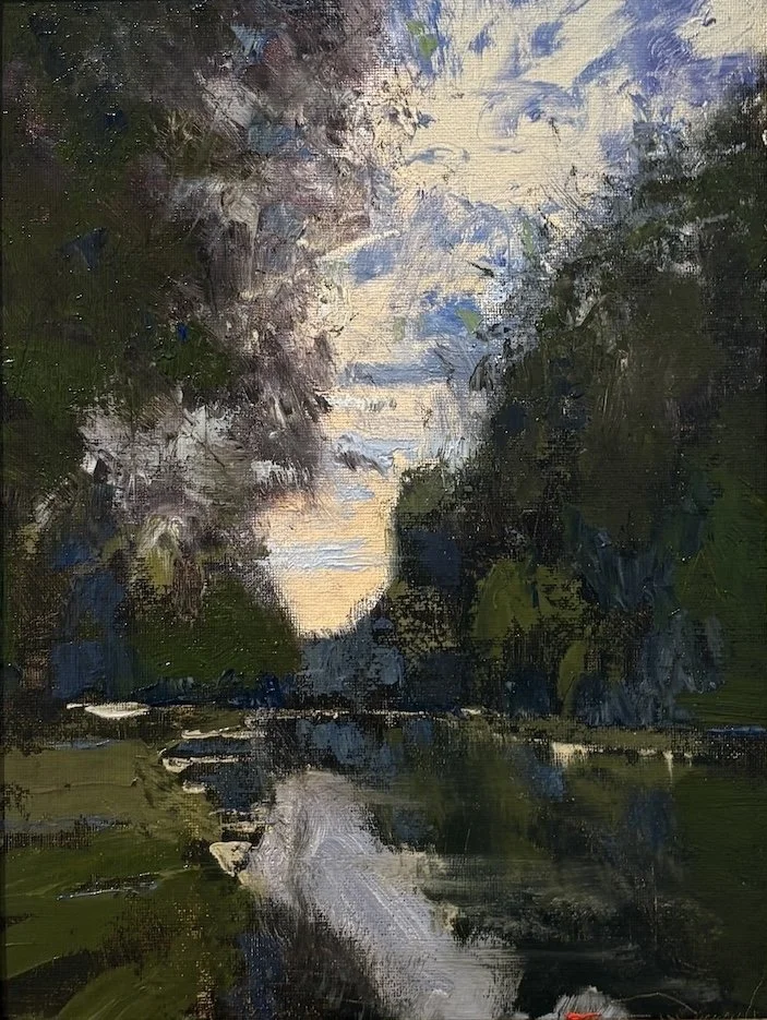  C. W. Mundy   (American, b. 1945)   Broad Ripple Canal   Oil on line, 12 × 9 inches  Signed lower right  $4,500 