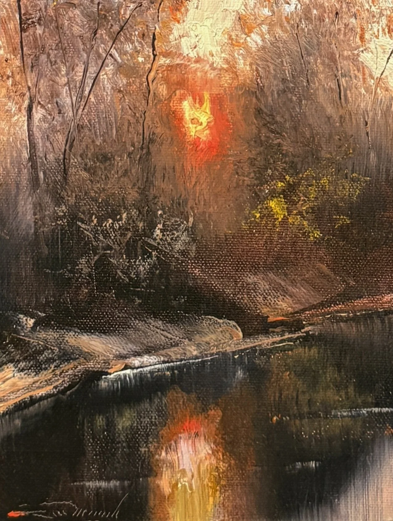   C. W. Mundy   (American, b. 1945)   Just Before Sunset   Oil on linen, 8 × 6 inches  Signed lower left  $1,800 