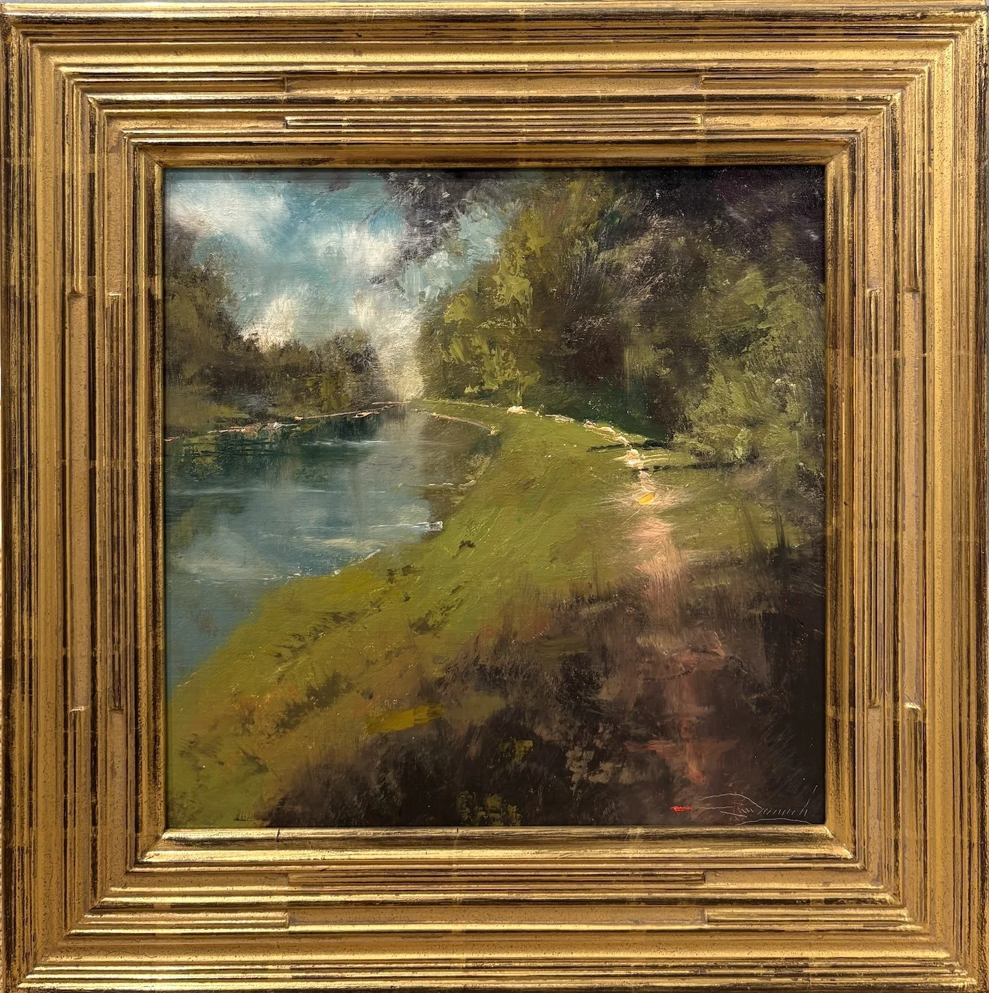   C. W. Mundy   (American, b. 1945)   Broad Ripple Canal   Oil on linen, 12 × 12 inches  Signed lower right  $4,500 