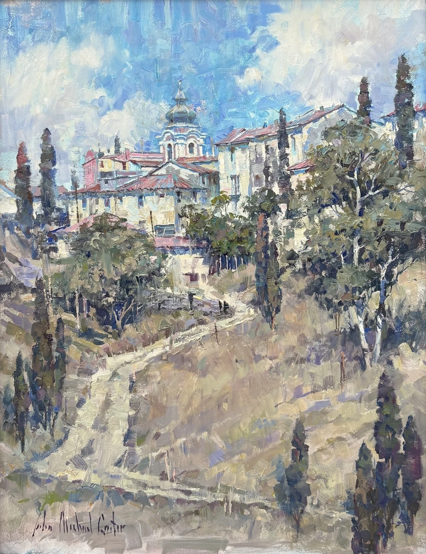   John Michael Carter   (American, b. 1950)   Italian Village   Oil on panel, 18 × 14 inches  Signed lower left  $3,800 