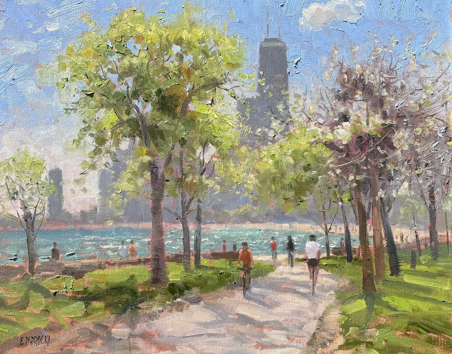   E. J. Paprocki   (American, b. 1971)   Spring Day, Chicago   Oil on linen, 16 × 20 inches  Signed lower left  $4,500 