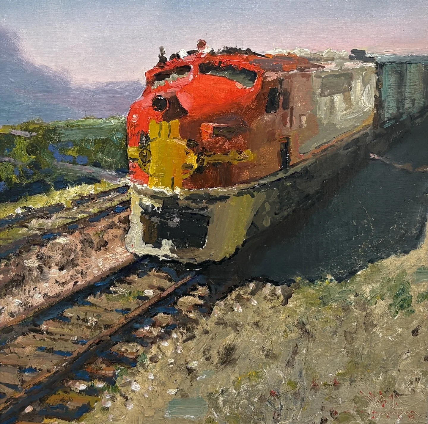   C. W. Mundy   (American, b. 1945)   The Santa Fe,  2018  Oil on linen, 16 × 16 inches  Signed and dated lower right  $6,500 