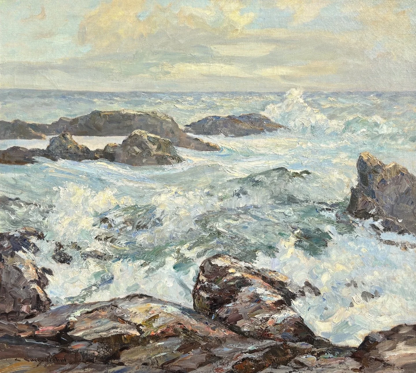   C. Curry Bohm   (American 1894-1971)   The Restless Sea   Oil on canvas, 32 × 36 inches  Signed lower left 
