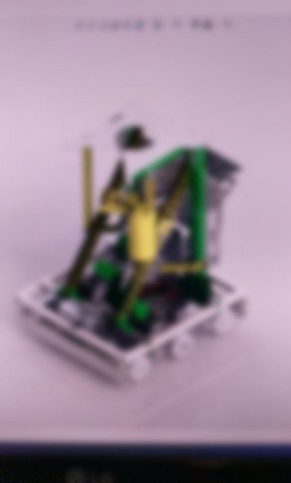 Blurred picture of our final CAD model. Everything yellow is in progress or completed.