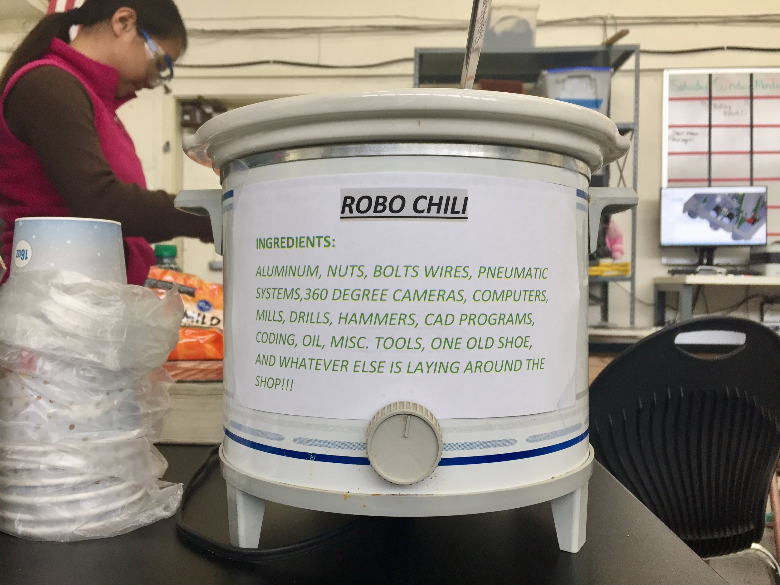 Mr. Dobry dropped off some Robo-Chili for lunch! Fitting for Superbowl Sunday.