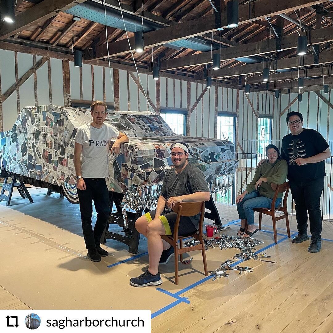 So nice to finally see friends IN PERSON. I spent the week in Sag Harbor installing a new @favyfav piece with @jackiefeinb @donosostudio @fischlstudio and @sagharborchurch. Congrats Bianca! ;) #justinfavela