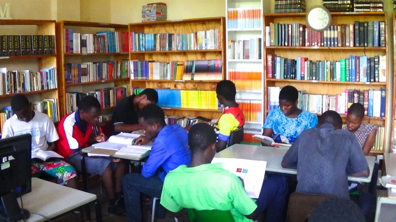Students studying in the library