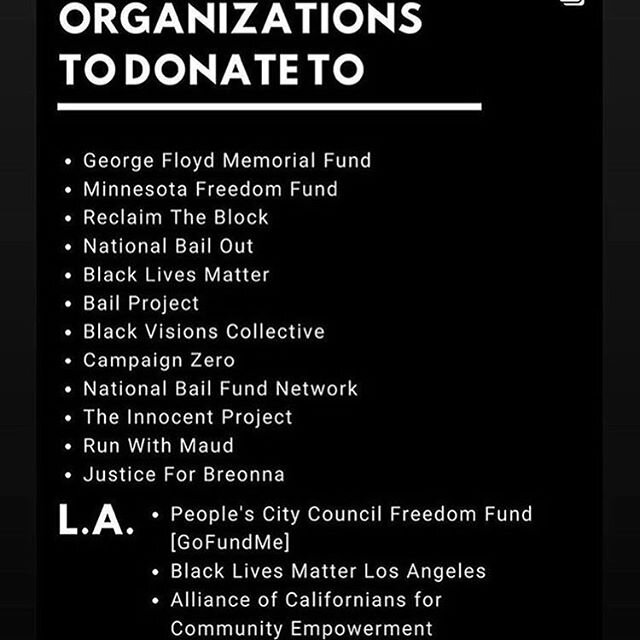 For #blackouttuesday I&rsquo;ve decided to post info on organizations to donate, numbers to call &amp; text, and even books we should all read to be better educated. &bull;

Seeing a lot of black squares on my Instagram feed from people who haven&rsq